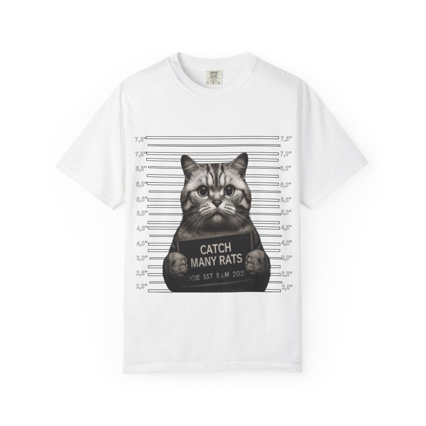 Mugshot Cat T-Shirt | Felon Feline "Caught Many Rats" Tee
