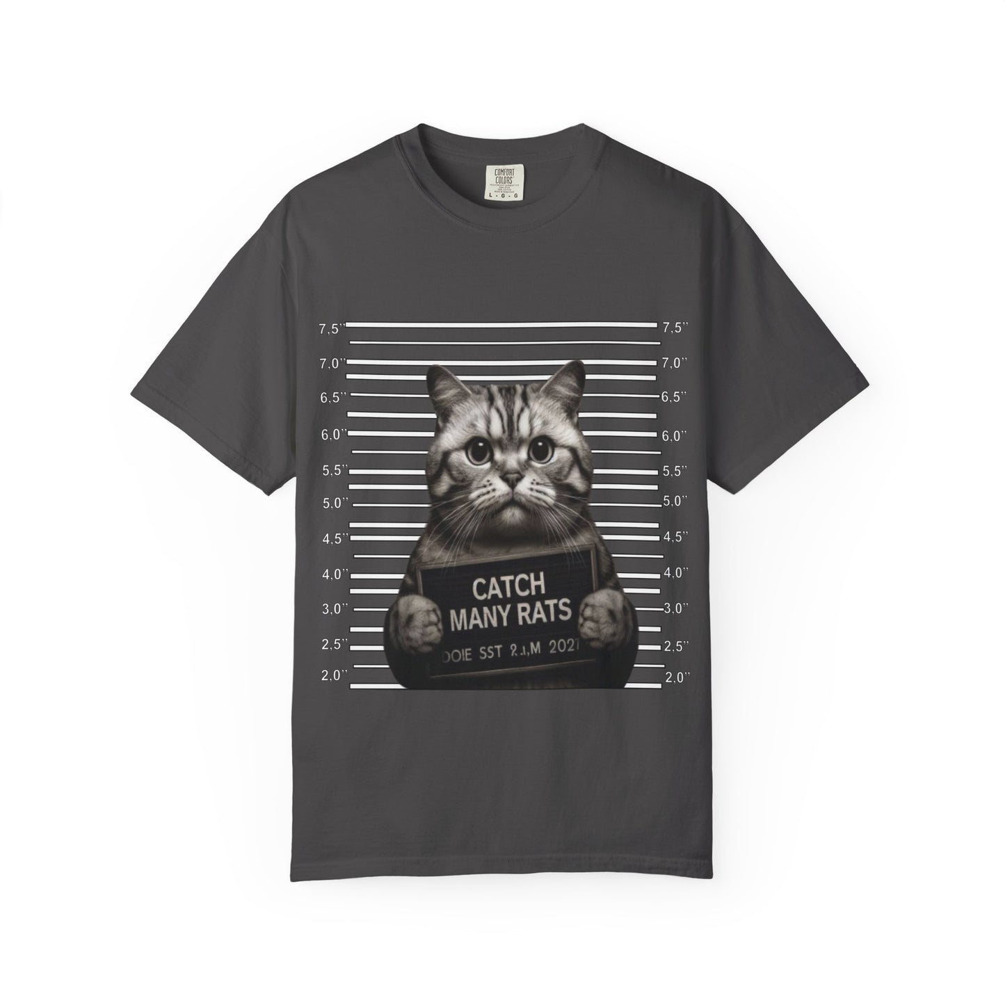Mugshot Cat T-Shirt | Felon Feline "Caught Many Rats" Tee