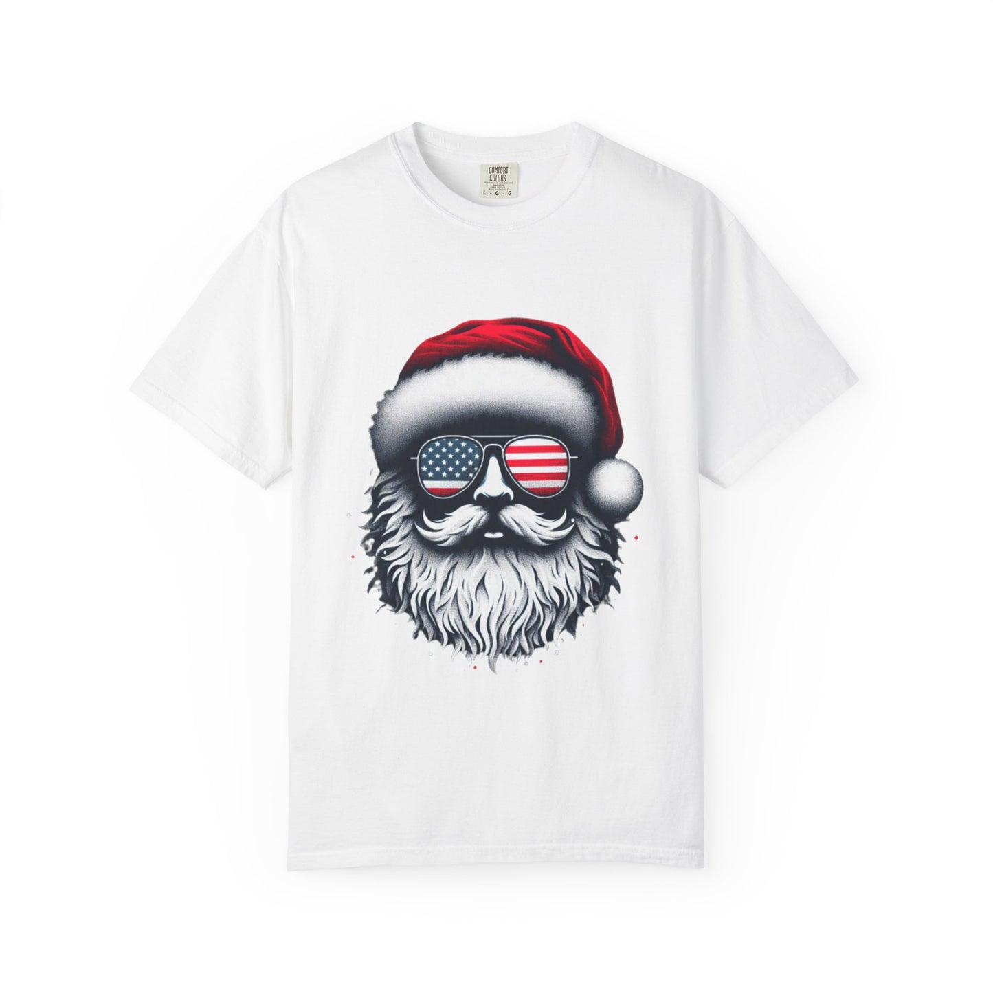 Clover Cool Santa T-Shirt – American Flag Sunglasses Christmas Tee for Men & Women