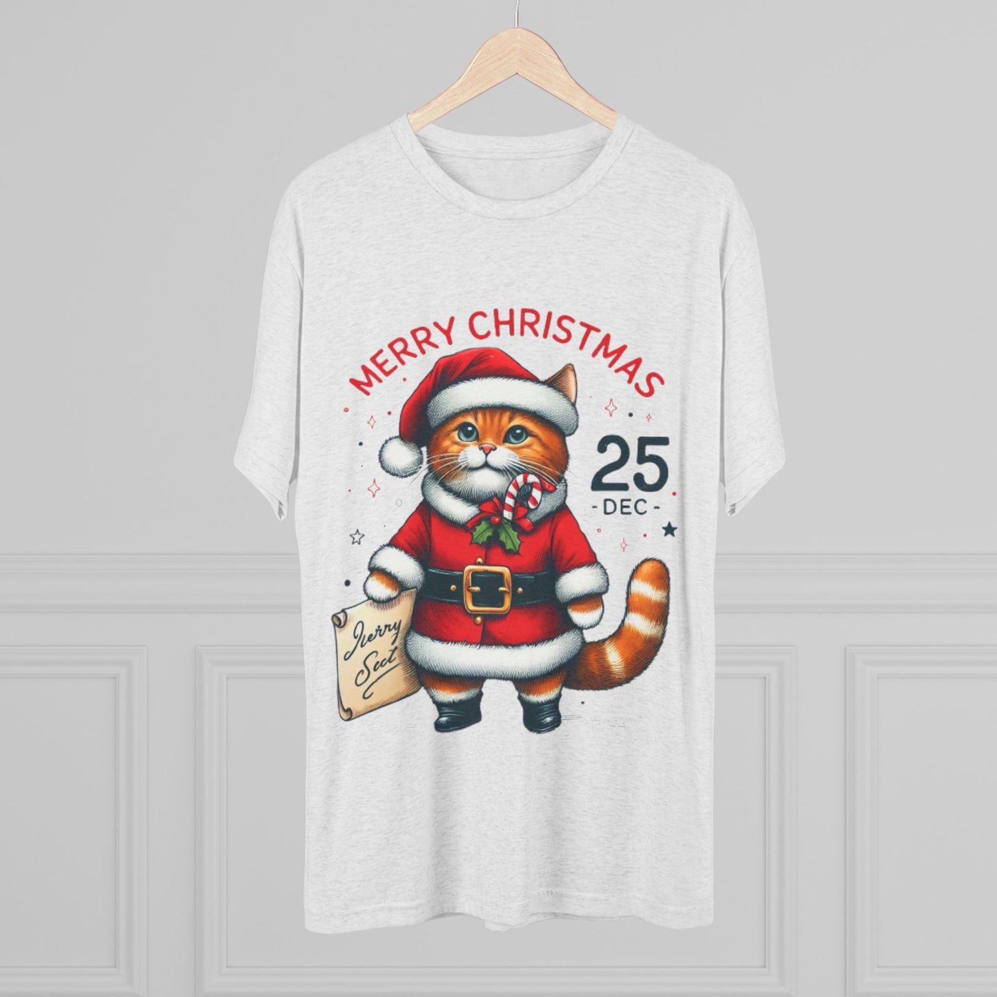 “Limited Edition Merry Christmas Cat Santa T-Shirt – Cozy Holiday Gift for Cat Lovers”