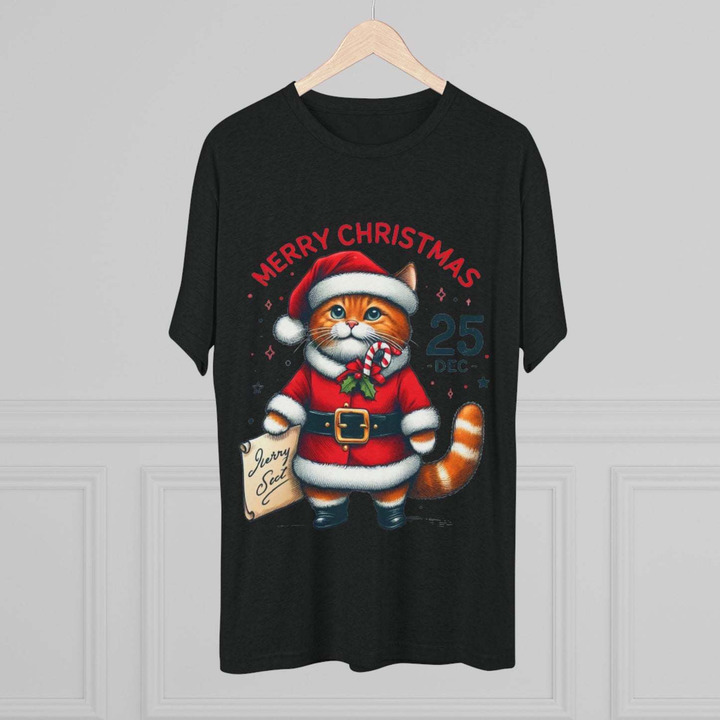 “Limited Edition Merry Christmas Cat Santa T-Shirt – Cozy Holiday Gift for Cat Lovers”