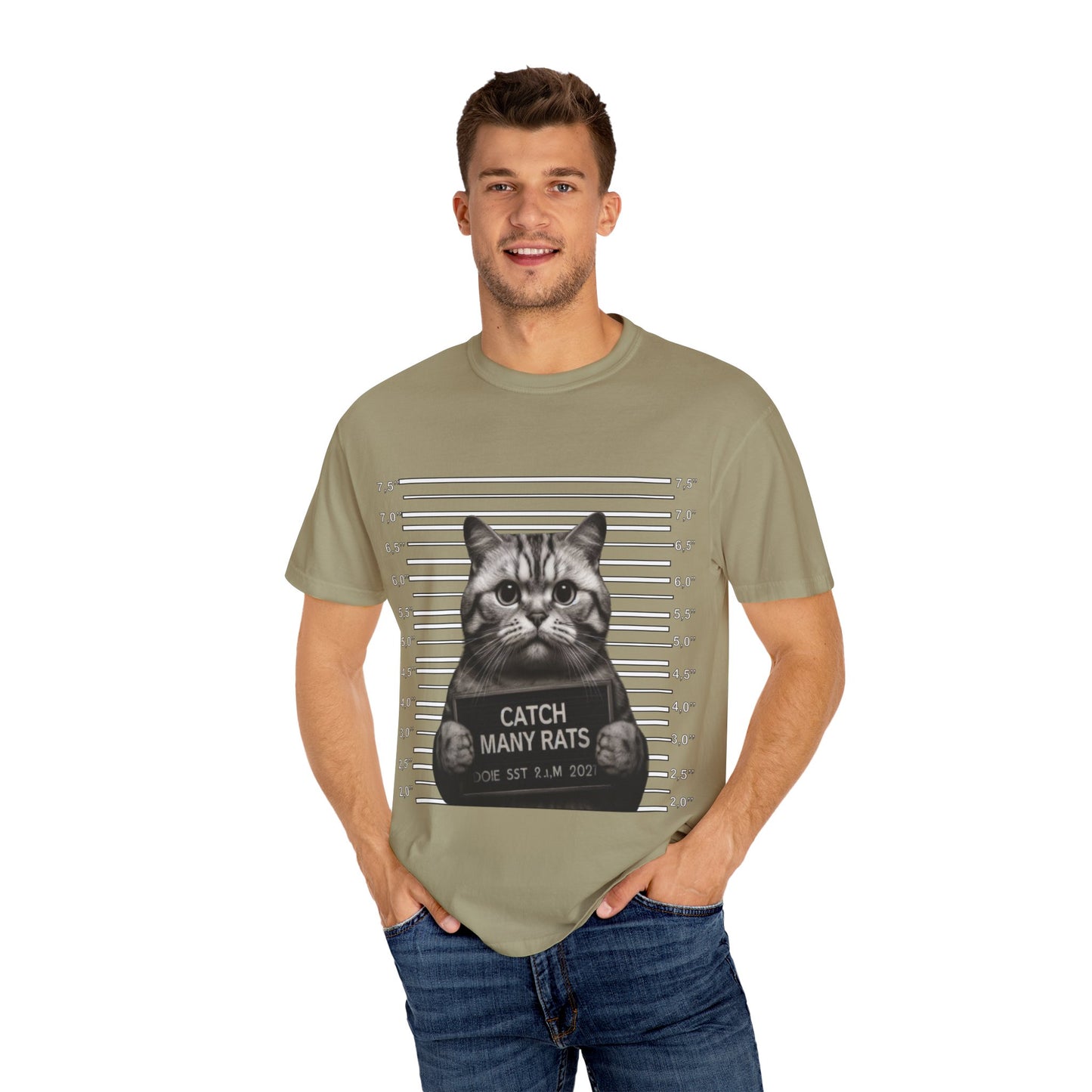 Mugshot Cat T-Shirt | Felon Feline "Caught Many Rats" Tee