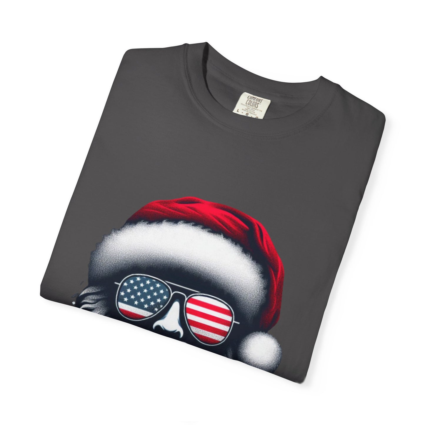 Clover Cool Santa T-Shirt – American Flag Sunglasses Christmas Tee for Men & Women