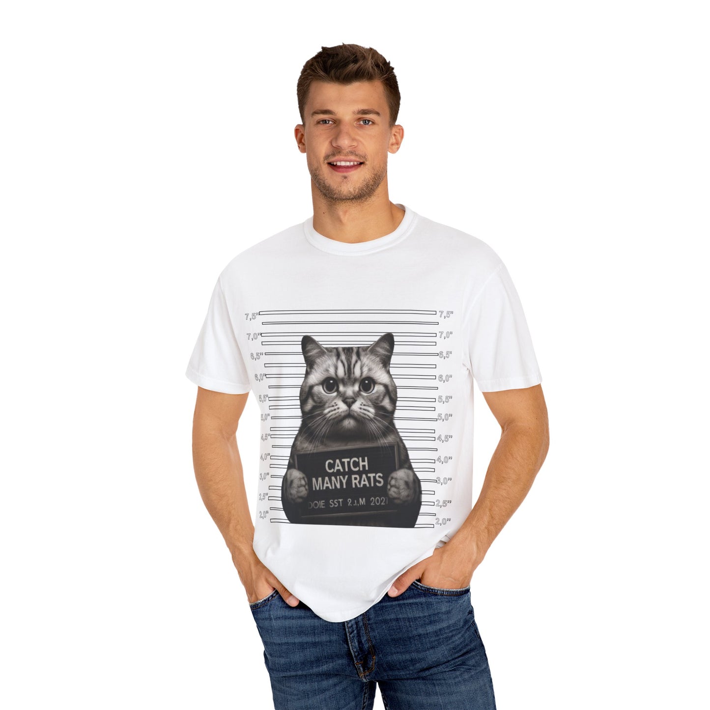 Mugshot Cat T-Shirt | Felon Feline "Caught Many Rats" Tee