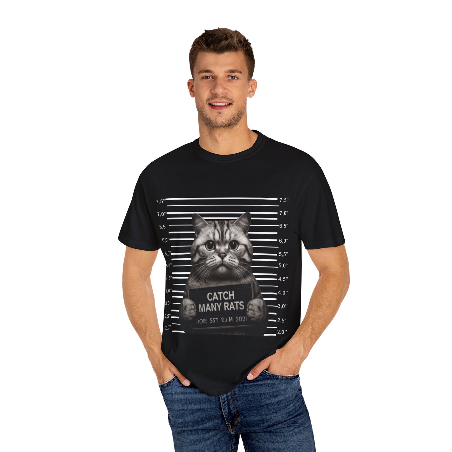 Mugshot Cat T-Shirt | Felon Feline "Caught Many Rats" Tee