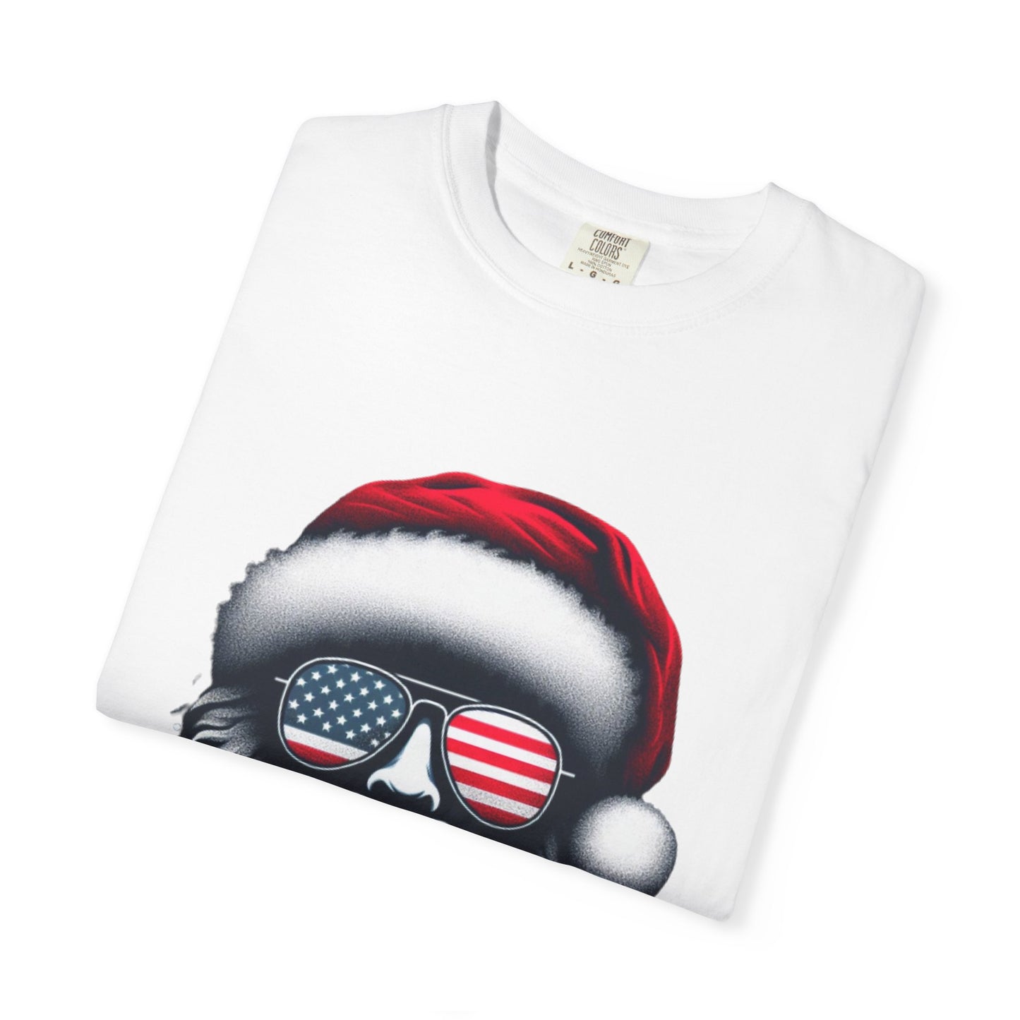 Clover Cool Santa T-Shirt – American Flag Sunglasses Christmas Tee for Men & Women