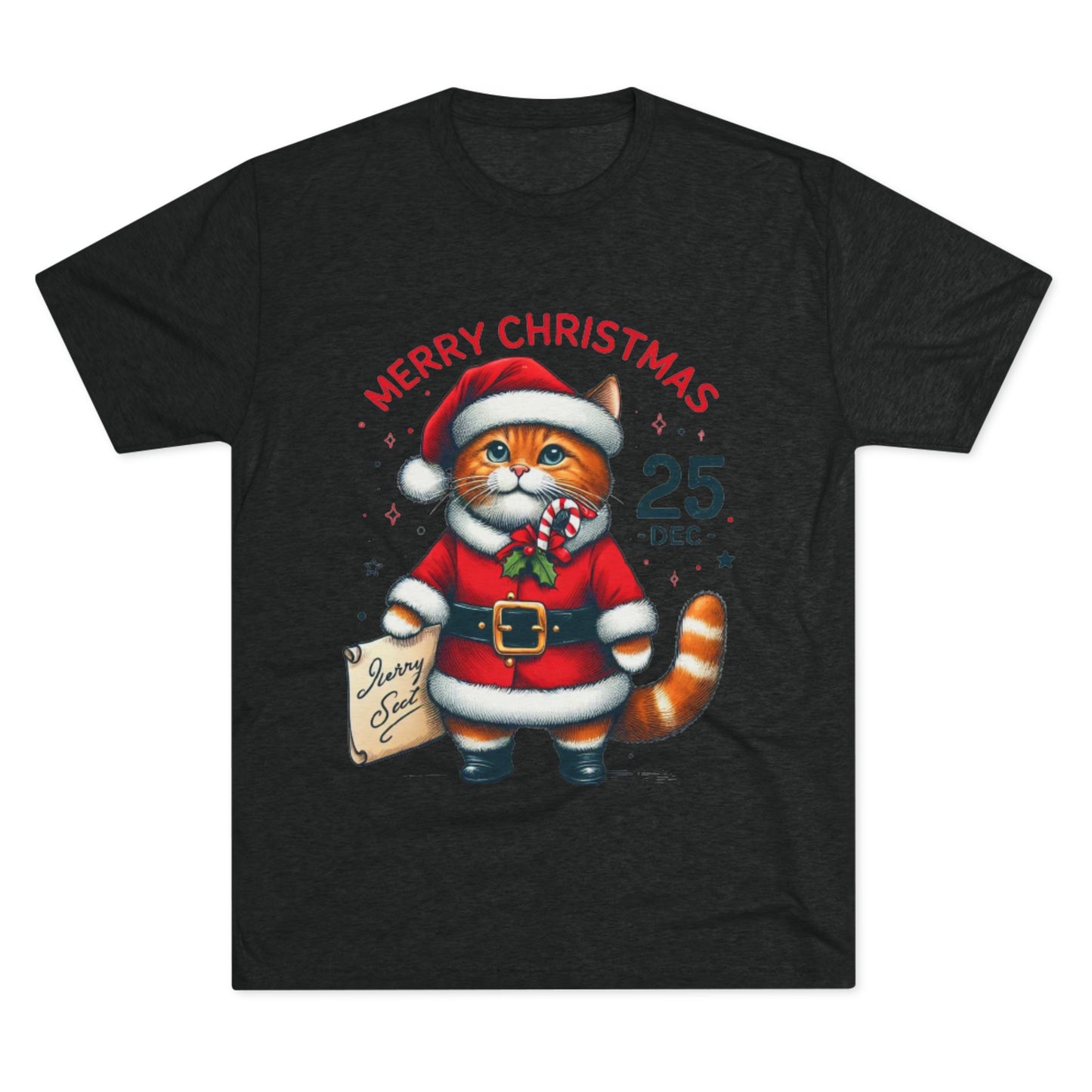 “Limited Edition Merry Christmas Cat Santa T-Shirt – Cozy Holiday Gift for Cat Lovers”