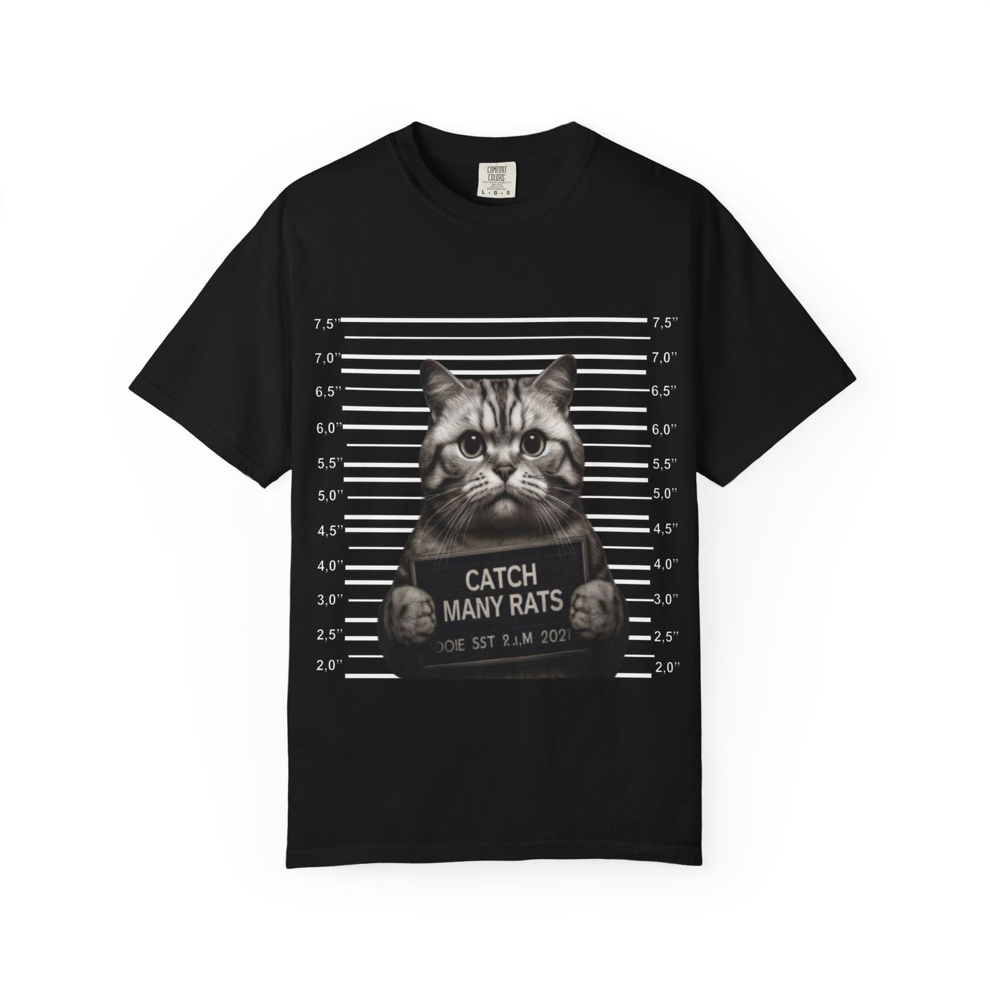 Mugshot Cat T-Shirt | Felon Feline "Caught Many Rats" Tee