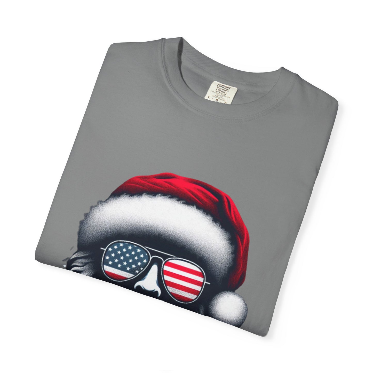 Clover Cool Santa T-Shirt – American Flag Sunglasses Christmas Tee for Men & Women