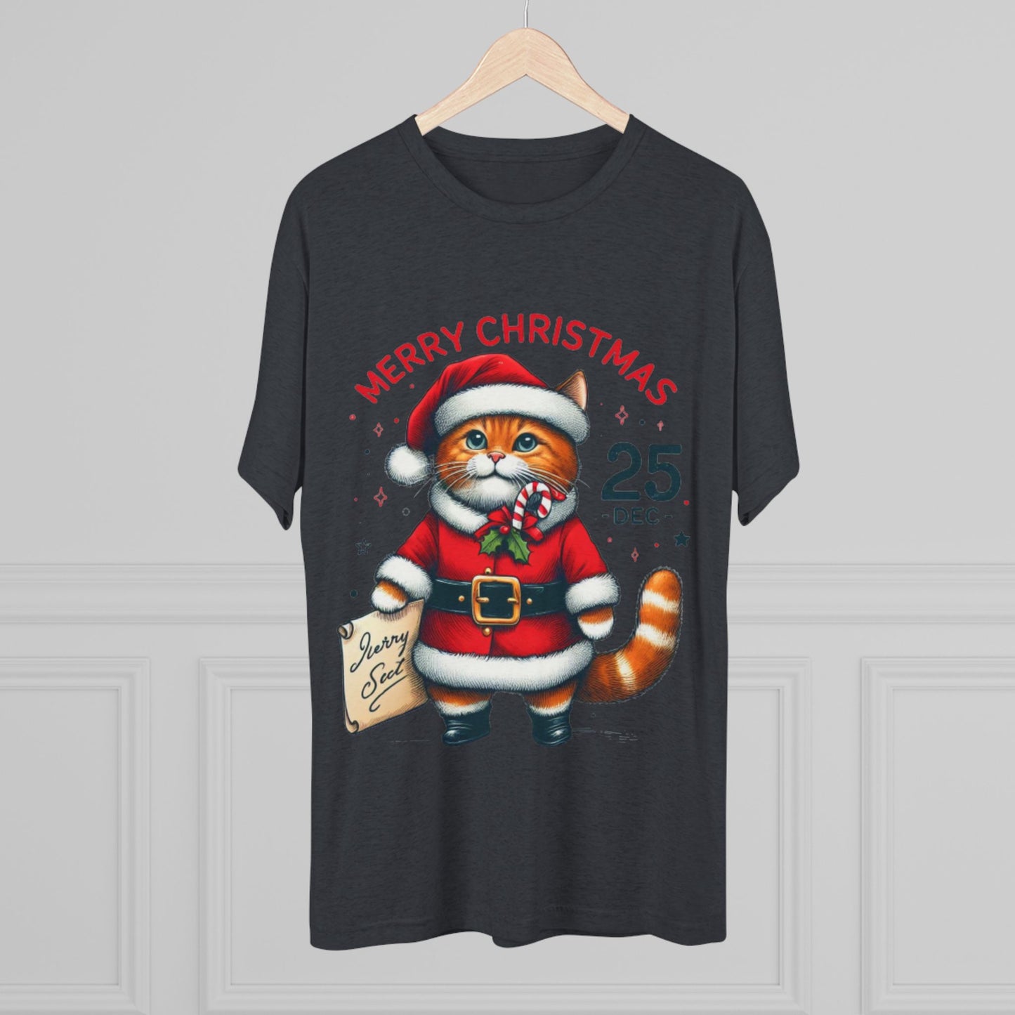 “Limited Edition Merry Christmas Cat Santa T-Shirt – Cozy Holiday Gift for Cat Lovers”