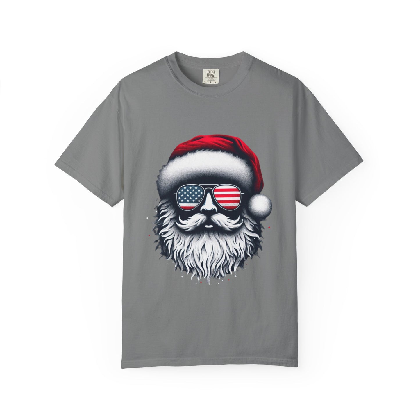 Clover Cool Santa T-Shirt – American Flag Sunglasses Christmas Tee for Men & Women