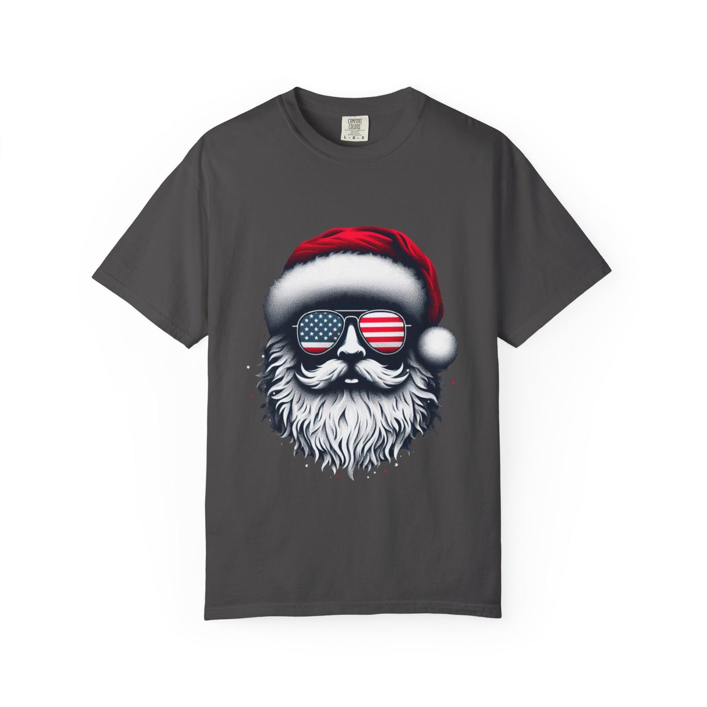 Clover Cool Santa T-Shirt – American Flag Sunglasses Christmas Tee for Men & Women